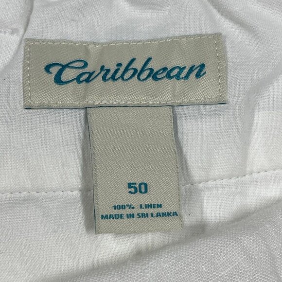 Caribbean Linen Drawstring Shorts Mens Size 50 White Elastic Waist Relaxed NWT - Picture 3 of 9